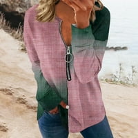 Ženski prugasti gumb dolje s džepom dugih rukava košulja košulja