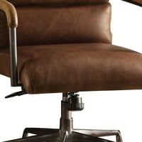 Izvršna uredska stolica od metala i prave kože, Retro smeđa