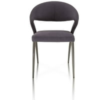 Blagovaonska stolica s zakrivljenim naslonom i metalnim nogama-set od 2 komada - boja: fosilna siva
