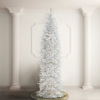 Umjetno tanko božićno drvce s Predsvjetlom, bijelo, Kraljevsko drvo, bijela svjetla, uključuje postolje, noge