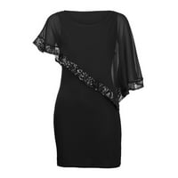 Ženske haljine ležerna Midi haljina s printom rukava ljetna haljina A kroja s okruglim vratom Crna 5 inča