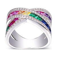 Rainbow Crystal 18kt bijeli zlatni prsten