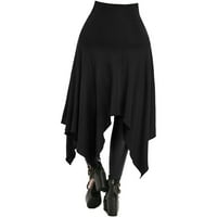 Ženska modna jednobojna gotička punk asimetrična čipkasta suknja s prednjim prorezom suknja A kroja suknja za
