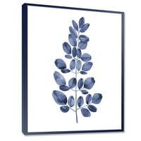 DesignArt 'mornarsko plavi eukaliptus na bijeloj' tradicionalno uokvireno platno zidne umjetničke tisak