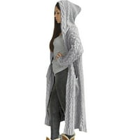 Kardigan, džemperi za žene, kablovska pletena gornja odjeća, dugi kardigan s otvorenim prednjim dijelom, široki