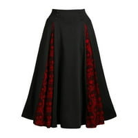 haljina za trudnice, ženska midi čipkasta suknja s visokim strukom Plus size gotička plisirana suknja