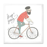 Dizajnerska umjetnost Hipster na biciklu, uokvirena umjetnička grafika za djecu