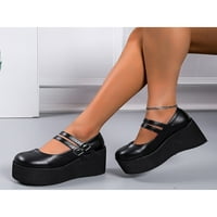 Ženske Ležerne cipele u stilu Lolita; Uniforma; modne cipele na platformi s remenom za gležanj i kopčom; crna