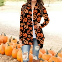 Yubatuo Halloween Cardigan za žene dugi rukavi otvoreni prednji meka košulja plus majica veličine