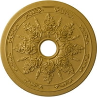 Stropni medaljon od 5 do 8 do 4 do 1 2 s ružom i vrpcom, ručno oslikan duginim zlatom