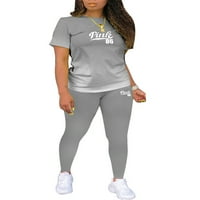 Ženski komplet za trčanje kratkih rukava, dva kompleta odjeće s printom slova, trenirke, setovi hlača, Fitness