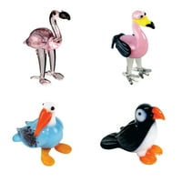 Minijaturne staklene figurice od 4 pakiranja Flamingo Ming Flamingo Persi Pingvin Muffin Puffin