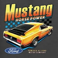 Wild Bobby, Ford Yellow Mustang Horsepower Automobili i kamioni Unise Crewneck Graphic Twicbir, ugljen, medij