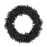6 'Pred osvijetljena crna Ashley Spruce Umjetni božićni vijenac - jasna svjetla