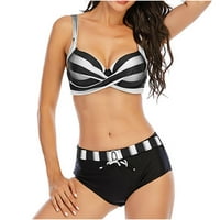 Kupaći kostim u kupaćem kostimu, Ženski Bikini, Ženska Moda, Višebojni bikini s prugastim printom, minimalistički