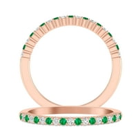 Zaručnički prsten za žene za godišnjicu braka od 10k ružičastog zlata sa smaragdima i dijamantima