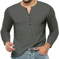 Muški topovi, majice dugih rukava, majica s izrezom Henlee, ležerni pulover, svečana bluza u svijetlosivoj boji;