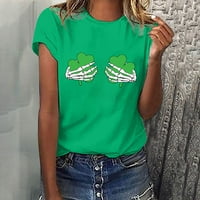 Patrika, Okrugli vrat, udobne casual tunike, majice s grafičkim printom, ljetne modne zelene;