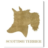 Otisci na platnu psi i štenad škotskog terijera - zlatni, bijeli