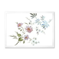 Dizajnerski uzorak ružičasti I plavi divlji cvjetovi u meniju, tradicionalni uokvireni umjetnički tisak