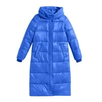 Entyinea jakna za žene ležerno preveliki kratki natečeni zimski kaput plavi xxl