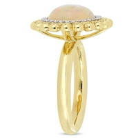 9- Carat T.G.W. Etiopska Opal i Carat T.W. Diamond 14K žuto zlato 3-pc set halo zaručničkog prstena i naušnica