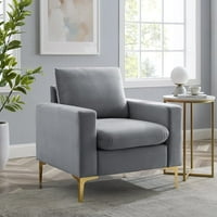 Hbaid Velvet Accent stolica, kauč na razvlačenjem udobnih pojedinačnih kauča s visokim bazama klupske fotelje