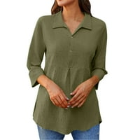Ženske majice s rukavima od tri četvrtine, jednobojni gornji dio smokinga s reverom i prorezom na dnu, majica