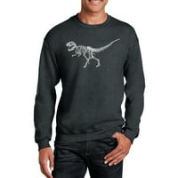 Pop Art Muška riječ Art Crewneck Twichirt - Dinosaur T -re Skeleton