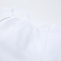 A. M. / ženske jednobojne šifonske majice s patentnim zatvaračem, ležerna plisirana majica s izrezom u obliku