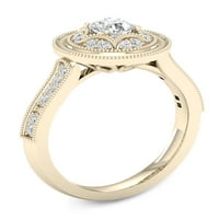 5 8CT TDW Diamond 14K žuti zlatni halo zaručnički prsten