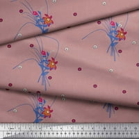 Svilena tkanina s cvjetnim printom lišće i ljiljani, zanatska tkanina široka dvorišta