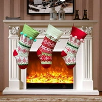 Božićna čarapa s uzorkom snježne pahulje iz crtića talus velikog kapaciteta s privjeskom u obliku kuglica s crvenim