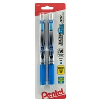 Uvlačiva olovka s tekućim gelom, metalni vrh, srednja linija, plava 2-PC