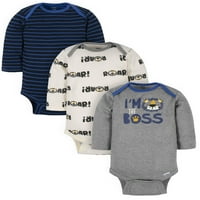 Gerber Boys Boys Onesies® Brand Bodysuits s dugim rukavima, 3-pack