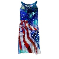 Patriotske midi haljine patriotske midi haljine ljetna ležerna haljina s okruglim vratom i kratkim rukavima odjeća