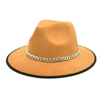 Jesenski i zima veliki rub šešir modni ravni gornji šešir muški i ženski lanac vunena vunena jazz topli šešir