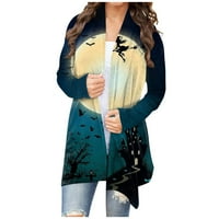 Ženski kardigan za Noć vještica s dugim rukavima s otvorenim prednjim dijelom u mekanoj draperiji, bluza Plus
