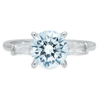 2.0CT okrugli rez plavi simulirani dijamant 14K Angažiranog prstena za angažman bijelog zlata Veličina 7.5