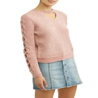 Pulover pulover s dugim rukavima s čipkom za juniore u donjem rublju