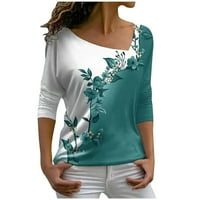 Vrhovi za žene košulje dugih rukava moda jeseni cvjetni gornji dio osnovne grafičke odjeće za vrat majice casual
