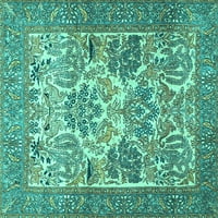 Tradicionalni tepisi tvrtke A. M., koji se mogu prati u perilici rublja, pravokutni, tirkizno plavi, 8' 10'