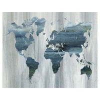 Umjetnička galerija remek -djela TEXTRURALNI WORDT MAP BLUE by Nan Canvas Art Print 22 28