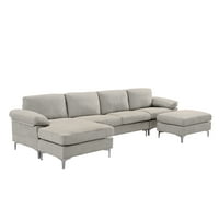 Moderna sekcijska sofa u obliku sklopivog kauča s kabrioletom u obliku slova u - siva