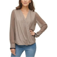 Ženska bluza od pulovera s omotom u donjem rublju, Bež, donji dio leđa