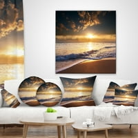 Dizajnerski zalazak sunca nad pjenastim valovima-Moderni jastuk za plažu-12.20