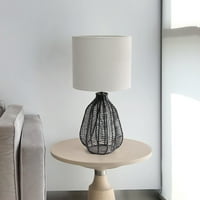 Noćna Stolna svjetiljka od ratana u stilu vintage tkanja od ratana na papirnatom užetu sa svijetlosivim sjenilom