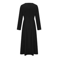 Plus Size Ženska boho haljina s velikim rubom maturalna haljina s ramena dugih rukava modna zimska kombinirana