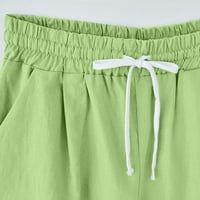 Ljetne ženske kratke hlače,ženske ljetne jednobojne pamučne i lanene hlače Plus size, Ležerne hlače u zelenoj