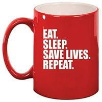 Keramička šalica za kavu i čaj šalica jedite, spavajte, spašavajte živote, ponavljajte, Medicinska Sestra, bolničar,